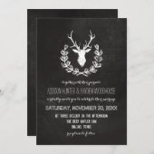 Deer Antlers Rustic Chalkboard Wedding Kaart (Voorkant / Achterkant)