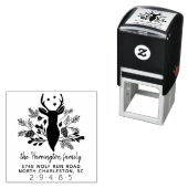 Deer Antlers Rustic Holiday Kerstadres Zelfinktende Stempel (In situ)