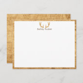 Deer Antlers Rustic Wood Hunter Custom Notitiekaartje (Voorkant / Achterkant)