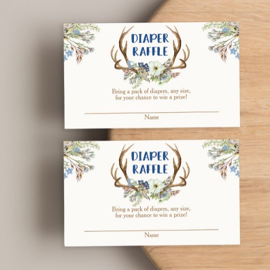 Deer antlers rustige baby shower diaper-kaart informatiekaartje