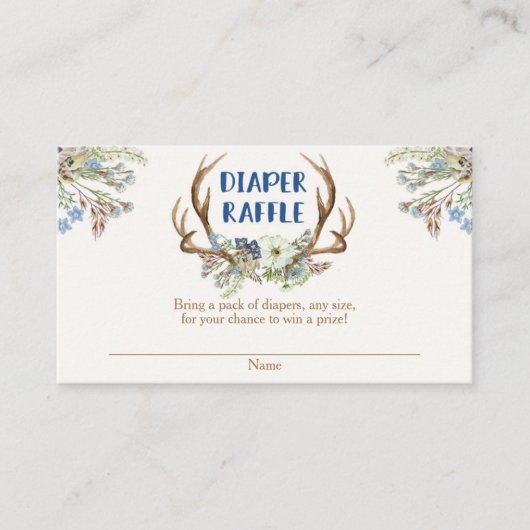 Deer antlers rustige baby shower diaper-kaart informatiekaartje (Voorkant)