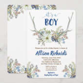Deer antlers rustige baby shower uitnodiging voor  (Voorkant / Achterkant)