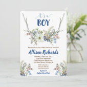 Deer antlers rustige baby shower uitnodiging voor  (Staand voorkant)