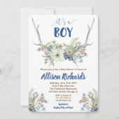 Deer antlers rustige baby shower uitnodiging voor  (Voorkant)