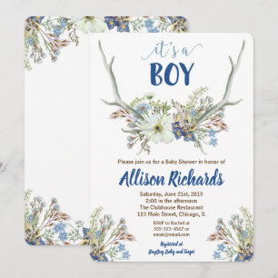 Deer antlers rustige baby shower uitnodiging voor 