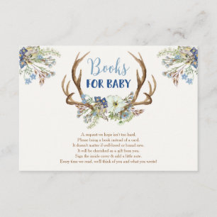 Deer antlers rustige jongen baby shower boekaanvra informatiekaartje