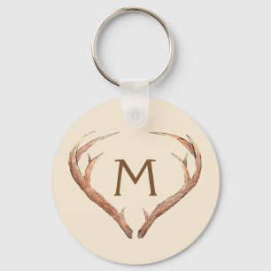 Deer Antlers Safari Aangepast monogram beige Sleutelhanger