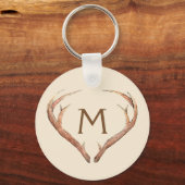 Deer Antlers Safari Aangepast monogram beige Sleutelhanger (Voorkant)