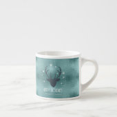 Deer Antlers Silhouette & Snowflakes Blauwgroen ID Espresso Kop (Rechts)