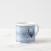Deer Antlers Silhouette & Snowflakes Blue ID861 Espresso Kop (Voorkant rechts)