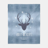 Deer Antlers Silhouette & Snowflakes Blue ID861 Fleece Deken (Voorkant)
