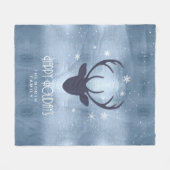 Deer Antlers Silhouette & Snowflakes Blue ID861 Fleece Deken (Voorkant (Horizontaal))