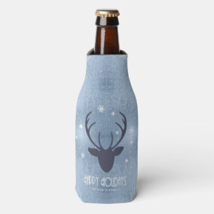 Deer Antlers Silhouette & Snowflakes Blue ID861 Flesjeskoeler