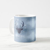 Deer Antlers Silhouette & Snowflakes Blue ID861 Koffiemok (Voorkant links)