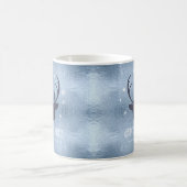 Deer Antlers Silhouette & Snowflakes Blue ID861 Koffiemok (Center)