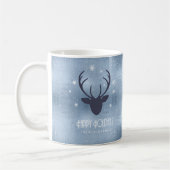 Deer Antlers Silhouette & Snowflakes Blue ID861 Koffiemok (Links)