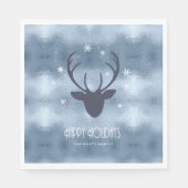 Deer Antlers Silhouette & Snowflakes Blue ID861 Servet (Voorkant)