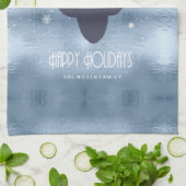 Deer Antlers Silhouette & Snowflakes Blue ID861 Theedoek (Gevouwen)