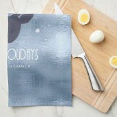 Deer Antlers Silhouette & Snowflakes Blue ID861 Theedoek (Quarter Fold)