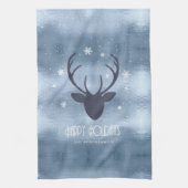 Deer Antlers Silhouette & Snowflakes Blue ID861 Theedoek (Verticaal)
