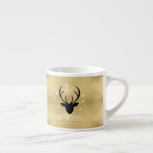 Deer Antlers Silhouette & Snowflakes Gold ID861 Espresso Kop (Rechts)