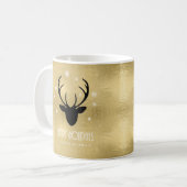 Deer Antlers Silhouette & Snowflakes Gold ID861 Koffiemok (Voorkant links)