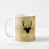 Deer Antlers Silhouette & Snowflakes Gold ID861 Koffiemok (Links)