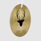 Deer Antlers Silhouette & Snowflakes Gold ID861 Ornament (voorkant)