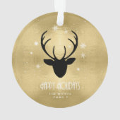 Deer Antlers Silhouette & Snowflakes Gold ID861 Ornament (achterkant)