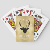 Deer Antlers Silhouette & Snowflakes Gold ID861 Pokerkaarten (Achterkant)