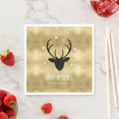 Deer Antlers Silhouette & Snowflakes Gold ID861 Servet (Insitu)