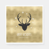 Deer Antlers Silhouette & Snowflakes Gold ID861 Servet (Voorkant)
