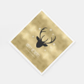 Deer Antlers Silhouette & Snowflakes Gold ID861 Servet (Hoek)
