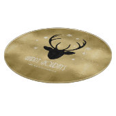 Deer Antlers Silhouette & Snowflakes Gold ID861 Snijplank (Hoek)
