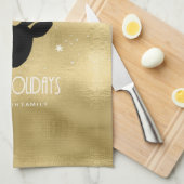 Deer Antlers Silhouette & Snowflakes Gold ID861 Theedoek (Quarter Fold)