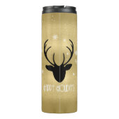 Deer Antlers Silhouette & Snowflakes Gold ID861 Thermosbeker (Achterkant)