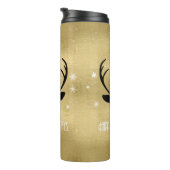 Deer Antlers Silhouette & Snowflakes Gold ID861 Thermosbeker (Geroteerd rechts)