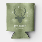 Deer Antlers Silhouette & Snowflakes Green ID861 Blikjeskoeler (Voorkant)