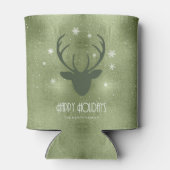 Deer Antlers Silhouette & Snowflakes Green ID861 Blikjeskoeler (Achterkant)
