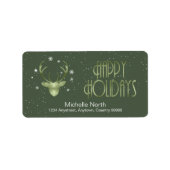 Deer Antlers Silhouette & Snowflakes Green ID861 Etiket (Voorkant)