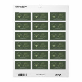 Deer Antlers Silhouette & Snowflakes Green ID861 Etiket (Full Sheet)