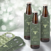 Deer Antlers Silhouette & Snowflakes Green ID861 Flessenhanger