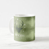 Deer Antlers Silhouette & Snowflakes Green ID861 Koffiemok (Voorkant links)
