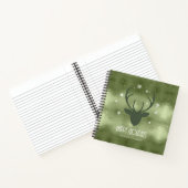 Deer Antlers Silhouette & Snowflakes Green ID861 Notitieboek (Binnen)