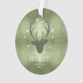 Deer Antlers Silhouette & Snowflakes Green ID861 Ornament (voorkant)