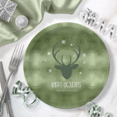 Deer Antlers Silhouette & Snowflakes Green ID861 Papieren Bordje