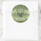 Deer Antlers Silhouette & Snowflakes Green ID861 Ronde Sticker (Tas)