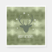 Deer Antlers Silhouette & Snowflakes Green ID861 Servet (Voorkant)