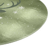 Deer Antlers Silhouette & Snowflakes Green ID861 Snijplank (Hoek)