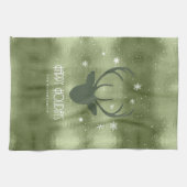 Deer Antlers Silhouette & Snowflakes Green ID861 Theedoek (Horizontaal)